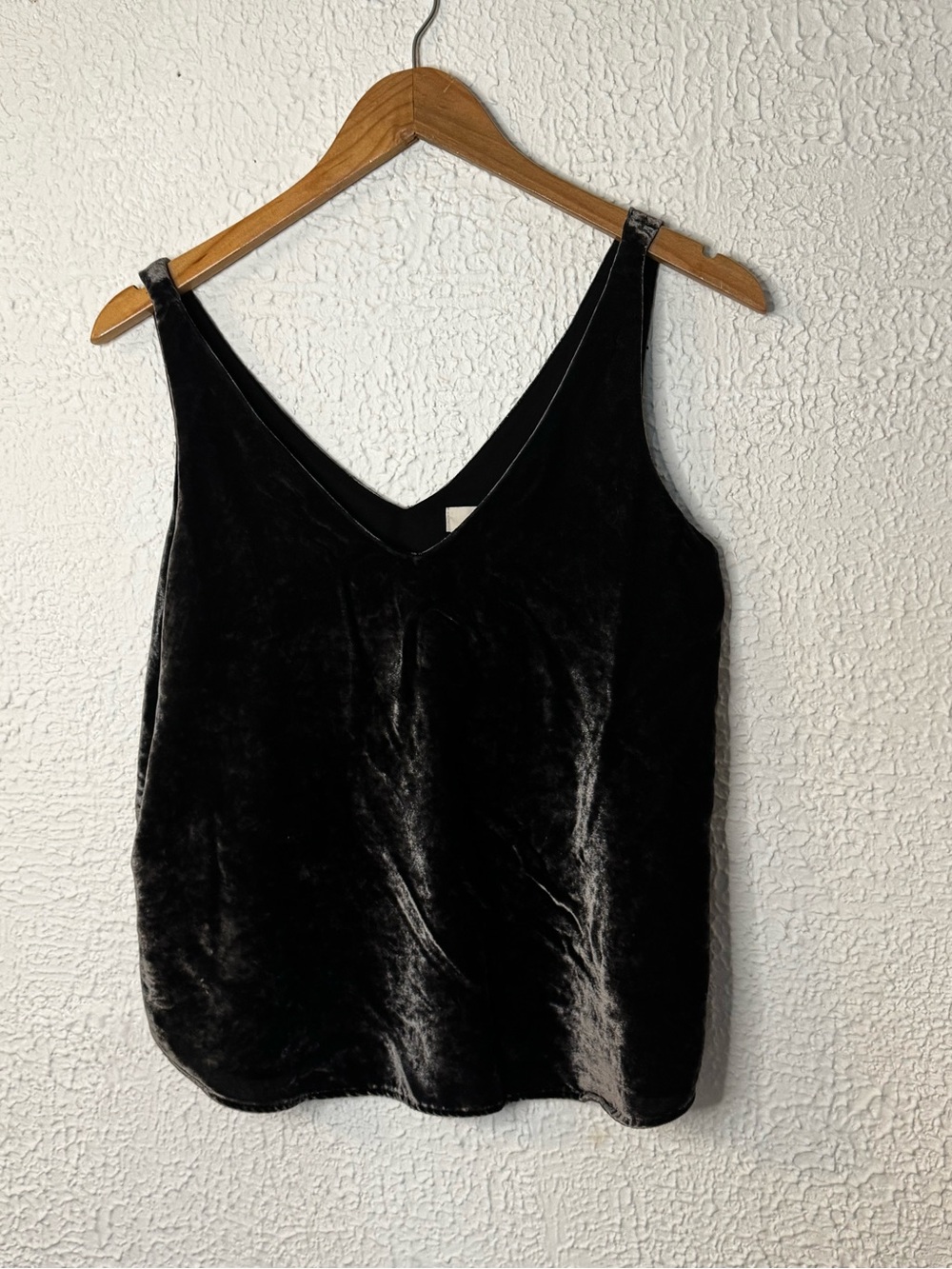 LOFT Black Velvet V-Neck Tank Top